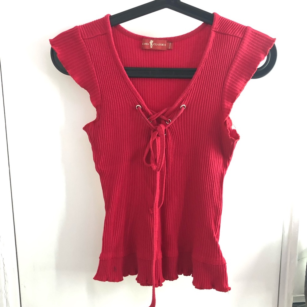 Lace-up Red Top